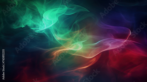 transparent green and red color abstract background with smoke