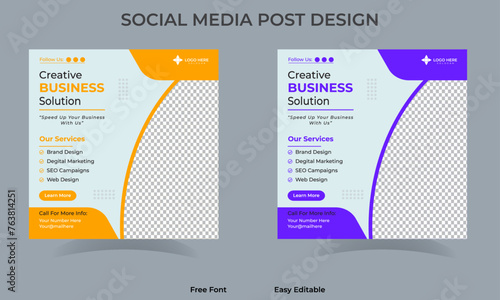 Business Social Media Post Design, Social media post design. Digital marketing Post design, unique social media post design, Eye catching design, Modern design. Social media post Design template