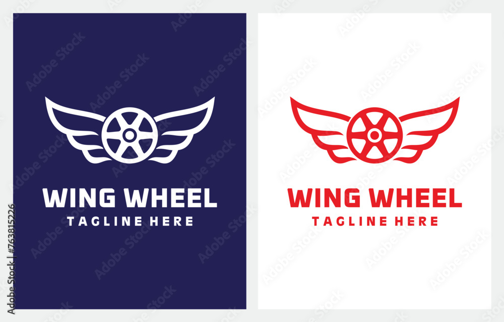 Naklejka premium Wheel Wing Auto Car logo design