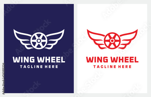 Wheel Wing Auto Car logo design