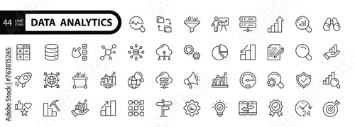 Data Analytics thin line icon set. Data Analysis editable stroke icons. 