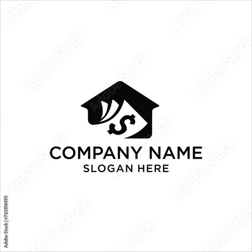 House and money Unique idea concept logo design ,Vector