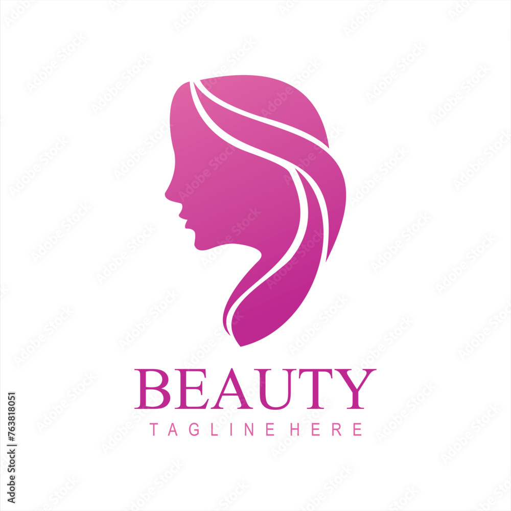 Feminine woman with beauty modern logo template