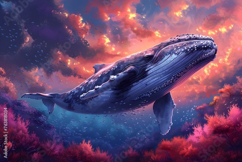 Majestic Whale Swimming in the Ocean © D