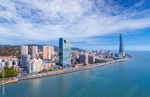 Aerial photography of the coastal scenery of Xiamen  China