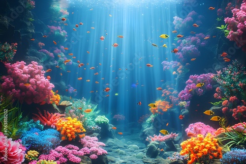 Underwater Scene With Fish and Corals
