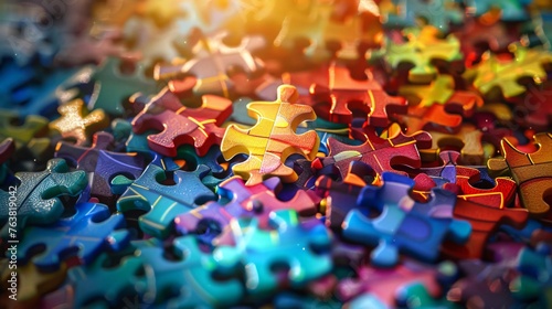 Light Over Puzzle Pieces Background