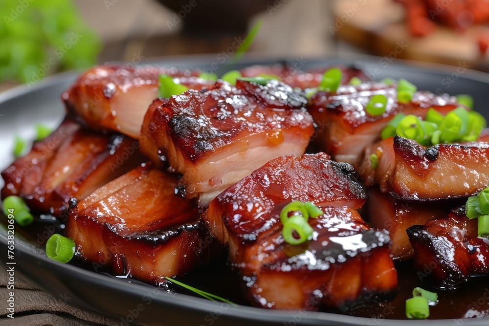 Popular Chinese dish char siu. Generative AI Popular Chinese dish char siu. Generative AI