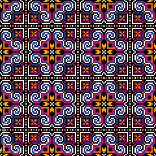 Embroidery pattern with this cross stitch design. Design for colorful,background, ethnic, floral pattern, stitches, floral motif, decorative, textile art, tablecloth, pillowcase.