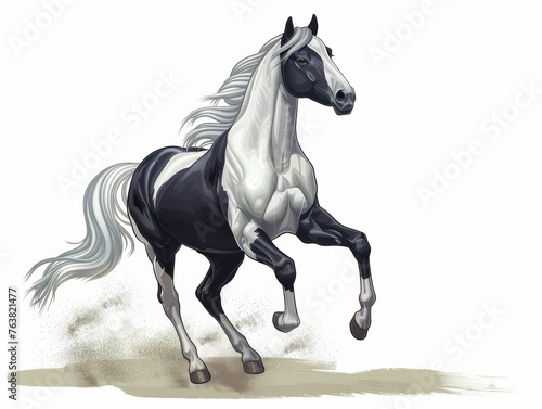 Horse on isolated white and clean background equine cartoon realistic 