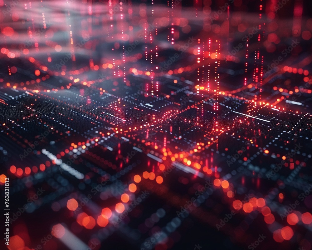 Obraz premium Cybernetic stock market futuristic finance closeup holographic charts sharp focus