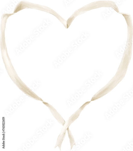 Watercolor Ribbon Banner Wedding Crest. White Pastel Bow Set