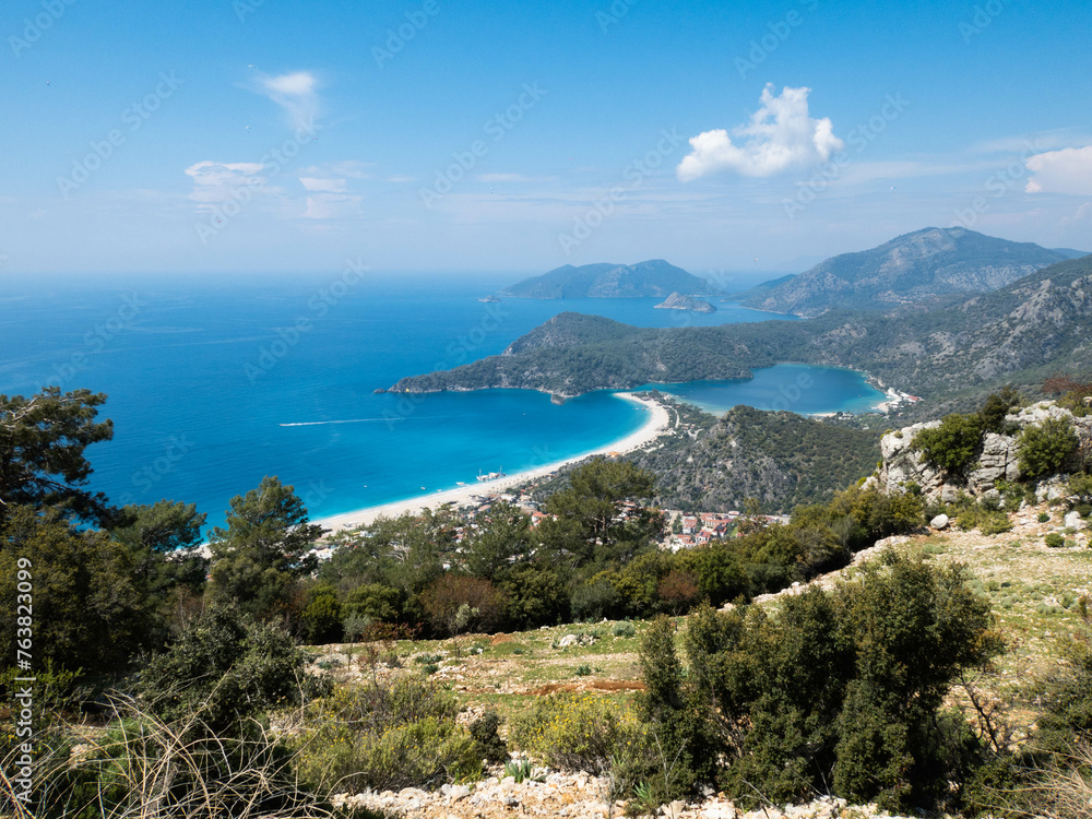 Beautiful Ölüdeniz and Belcekiz beach, seen from the Lycian Way, Fethiye, Turkey