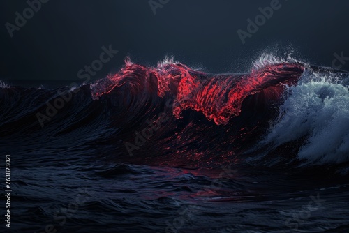 Red wave with dark backdrop. Generative AI photo