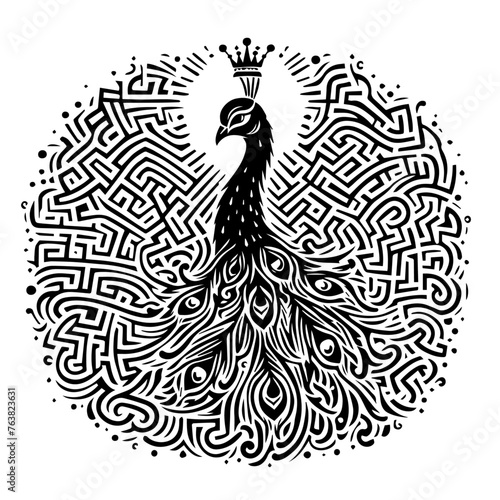 peacock tattoo or labyrinth - version 4