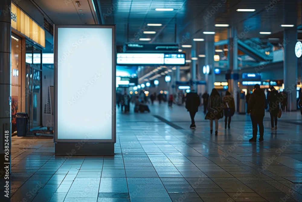 Imitation of empty illuminated panel at air terminal.