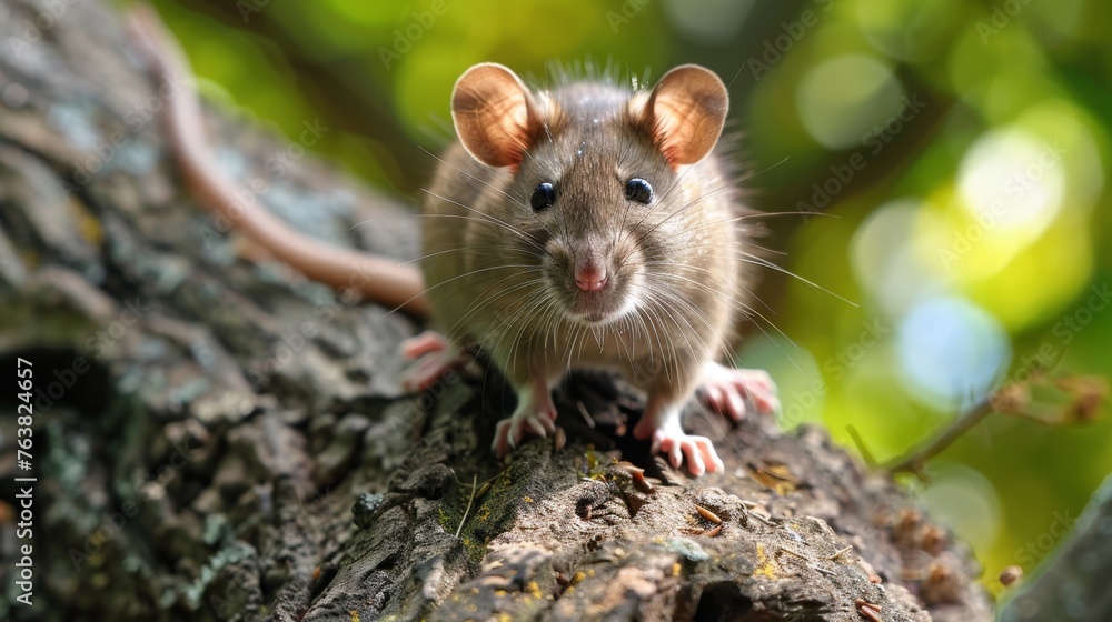 Mouse Sitting on Tree Branch Mouse Sitting on Tree Branch