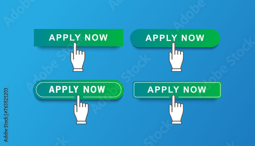 Apply now button icon design, isolated on white background, vector illustration