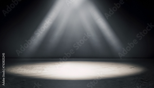 Studio empty dark room with a ray of light; shadow play; abstract background concept