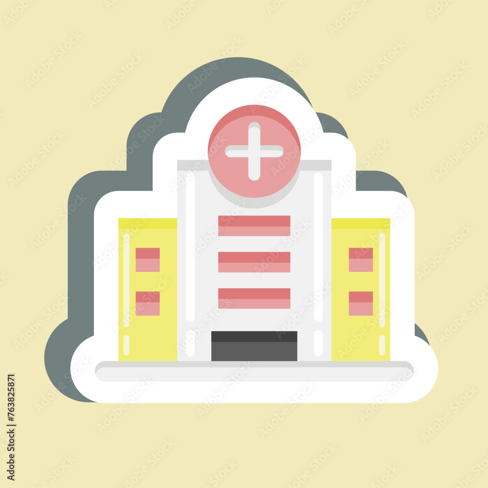 Sticker Hospital. suitable for education symbol. simple design editable. design template vector. simple illustration Sticker Hospital. suitable for education symbol. simple design editable. design template vector. simple illustration