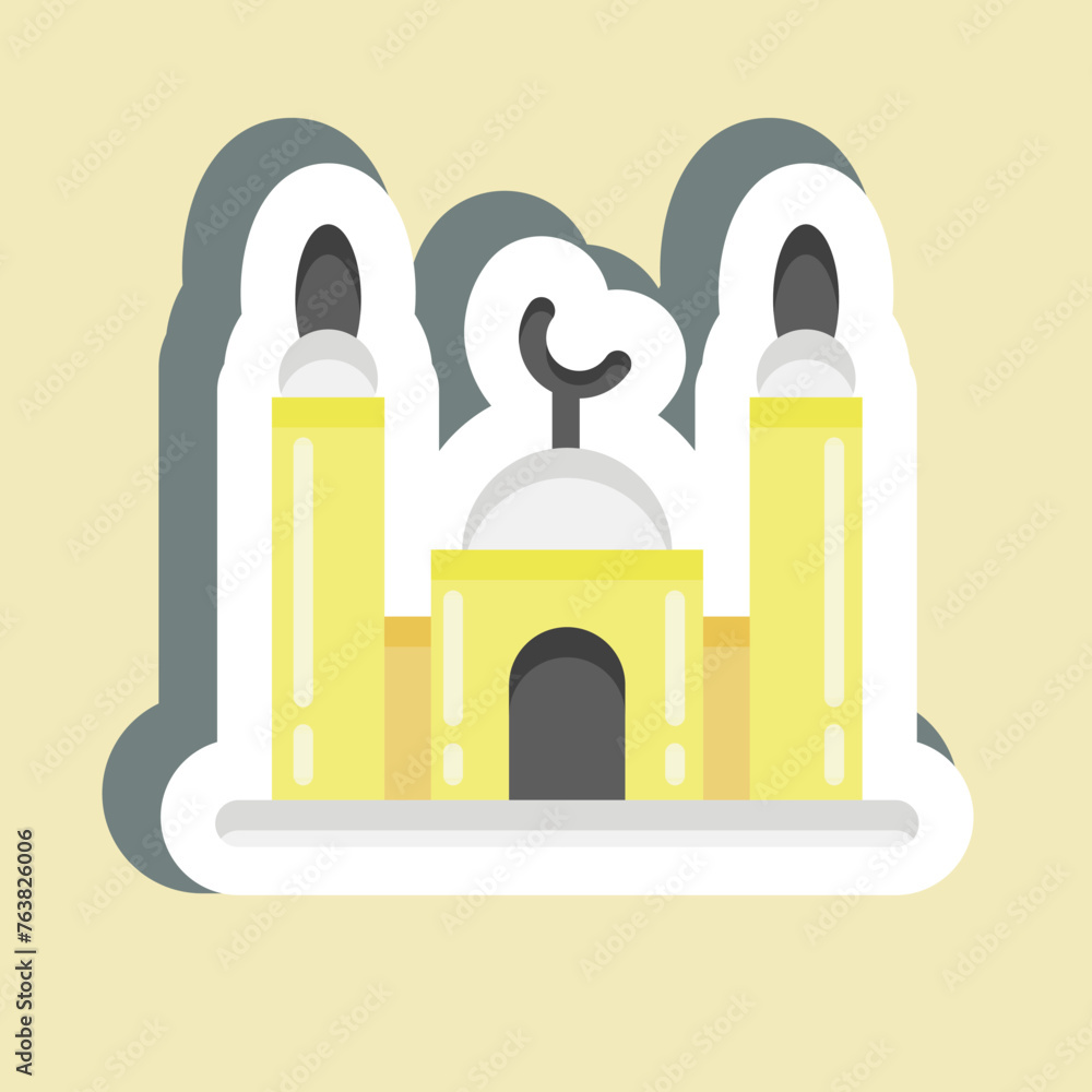 Sticker Mosque. suitable for education symbol. simple design editable. design template vector. simple illustration