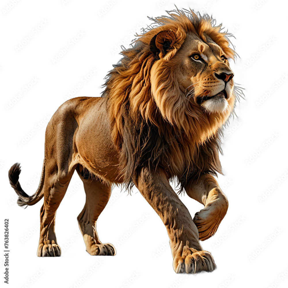 Fototapeta premium lion isolated transparent background PNG. ai generated