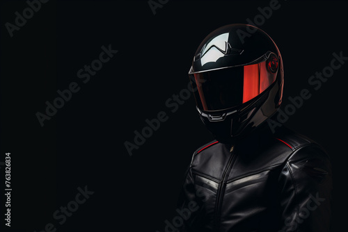 a person wearing a black helmet