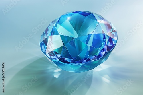 Envision a dazzling blue crystal gemstone, radiating with brilliance as it floats gracefully on a transparent background. 