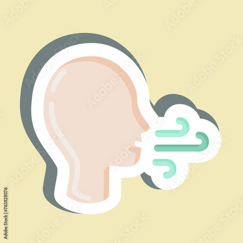 Sticker Difficulty Breathing. suitable for flu symbol. simple design editable. design template vector. simple illustration
