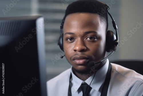 portrait of a confident young call centre agent working in an office