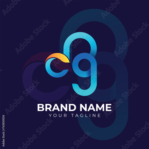 Letter cg logo, vector gradient logo template