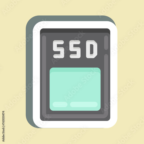 Sticker SSD. suitable for Computer Components symbol. simple design editable. design template vector. simple illustration