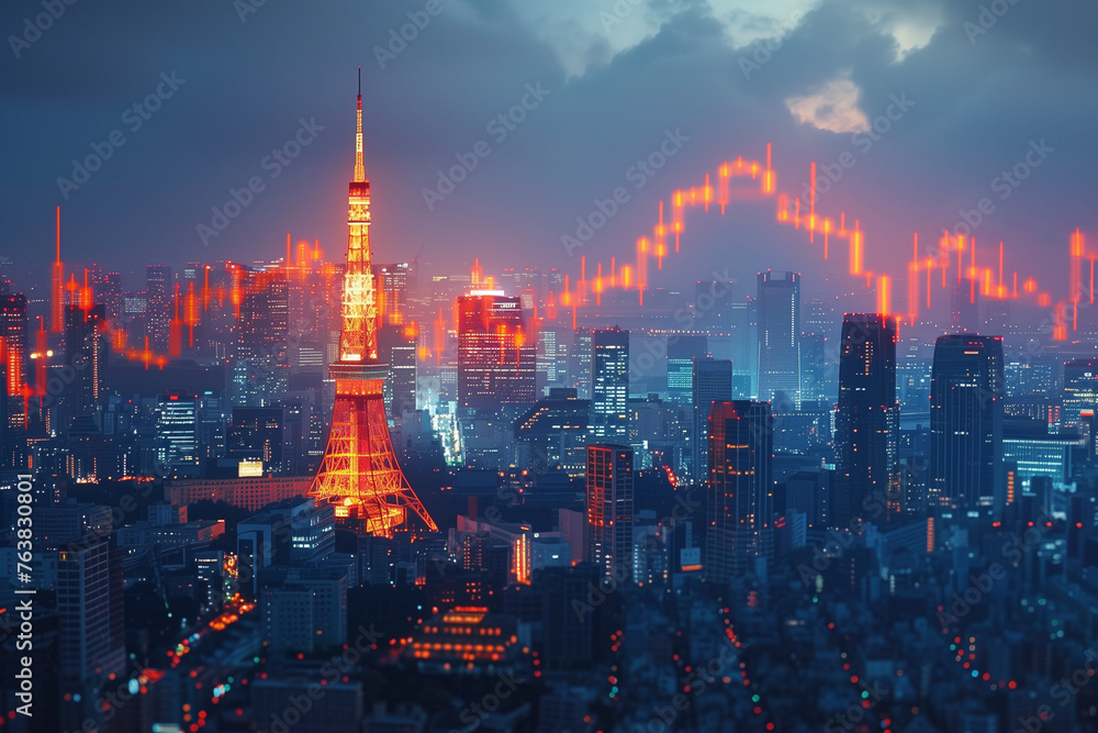 Fototapeta premium 日本の株価チャート「AI生成画像」