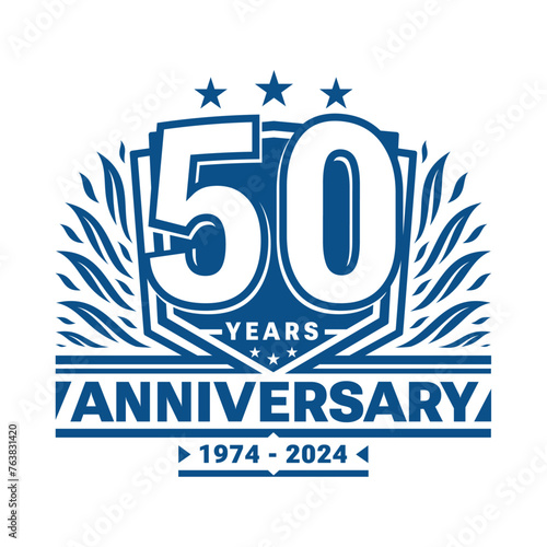 50 years anniversary celebration shield design template. 50th anniversary logo. Vector and illustration.
