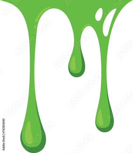 Green slime dripping border. Green goo drops
