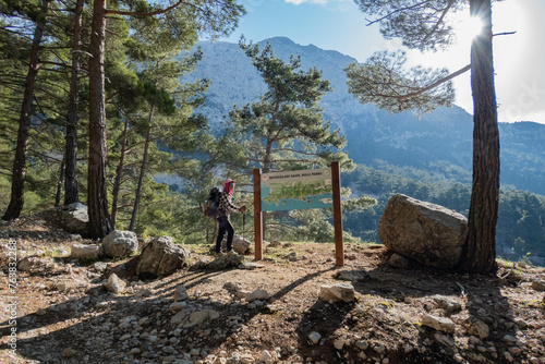 Trekking through the mountains on the Lycian Way, Antalya, Turkey photo