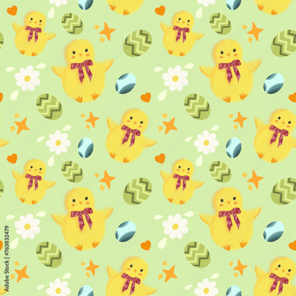 Easter pattern with chickens