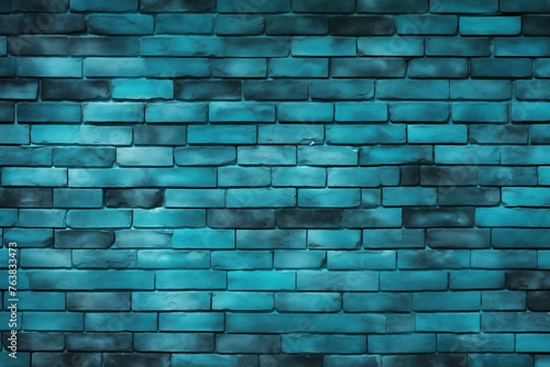 brick old wall turquoise color  uneven  uniform texture background