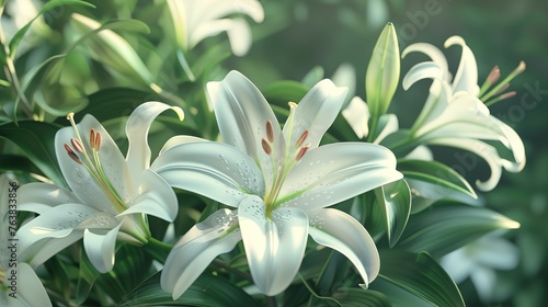 Jasmine flowers on white. Generative ai   Generative  ai