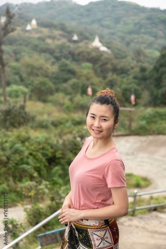 Asian woman happiness smile in countryside village