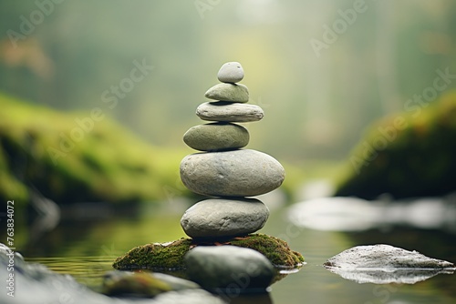 a stack of rocks in water