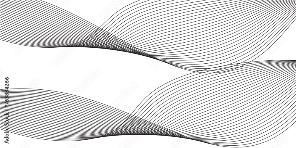 Technology abstract lines on white and black background. Undulate Grey Wave Swirl, frequency sound wave, twisted curve lines with blend effect abstract vector abstract background - obrazy, fototapety, plakaty 