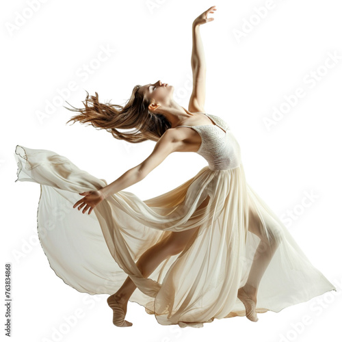 Photos A young beautiful dancer posing on an isolated white background