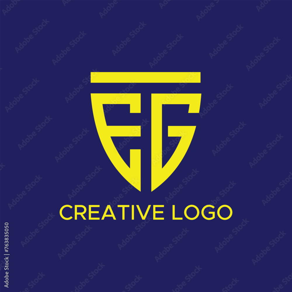 EG creative logo with shield concept,vector EG creative logo with shield concept,vector