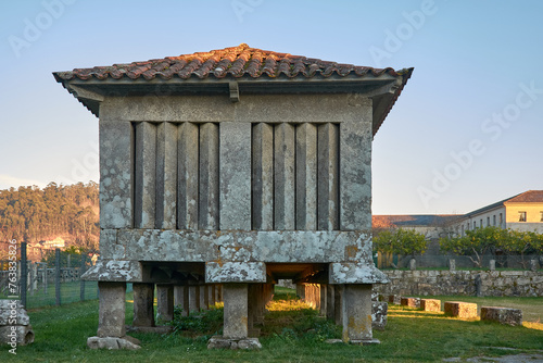 Horreo in San Juan de Poio Monastery, Concello de Poio, Pontevedra. Rias Bajas, Galicia.