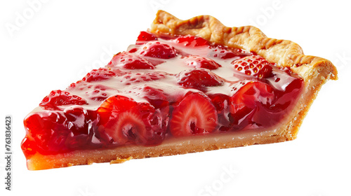 Slice of Strawberry Pie on Transparent Background, PNG Format