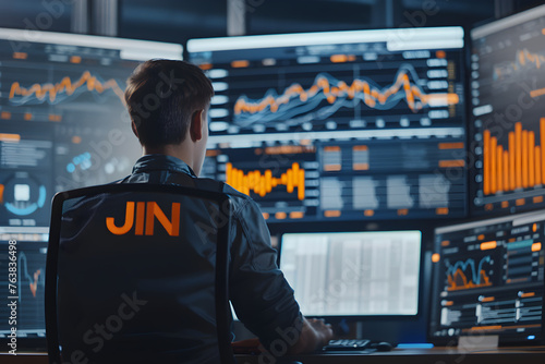 Intense Financial Analyst Studying JN Financial Stock Market Data © Cody