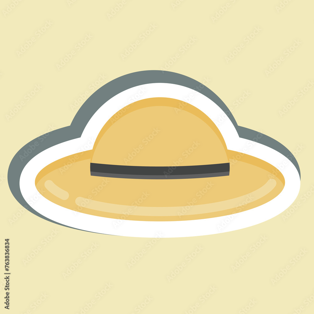 Sticker Hat. suitable for Summer symbol. simple design editable. design template vector. simple illustration Sticker Hat. suitable for Summer symbol. simple design editable. design template vector. simple illustration