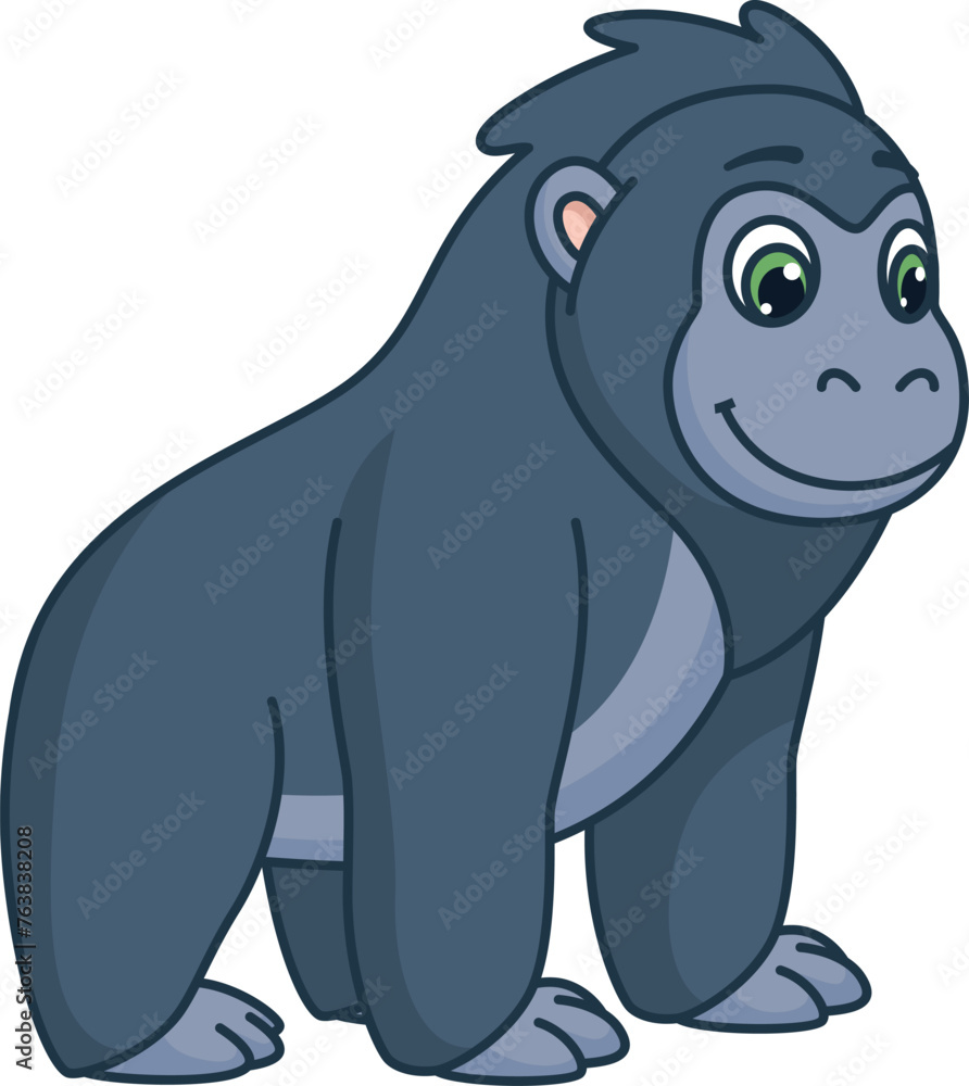 Obraz premium Gorilla baby cartoon animal. African cartoon monkey
