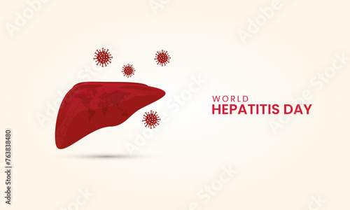 World Hepatitis Day, heart, ribbon icon,Creative design for social media. 3D illustration